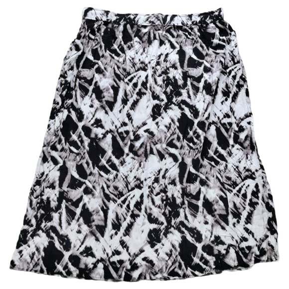 Addition Elle Women Size 18 Midi Skirt Black Geometric Rayon - Picture 6 of 6